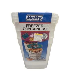 NOS New Sealed Hefty QUART Freezer Containers 3 Pack W/ Lids - Mobil